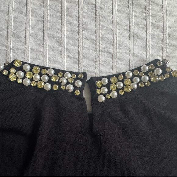 ANN TAYLOR size SMALL black sweater w jewel and pearl collar - Picture 4 of 11